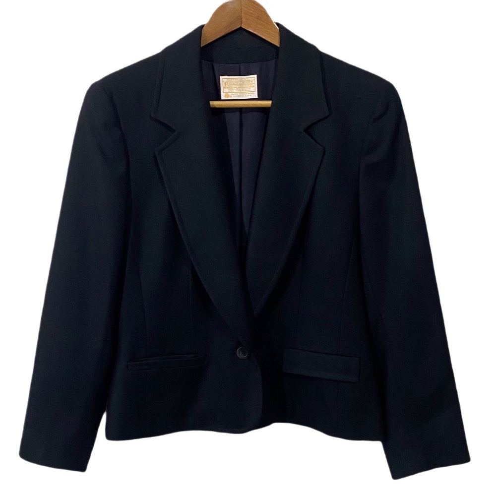 Vintage Pendleton Virgin Wool Career Wear Women’s Blazer Black Size 10 Academia